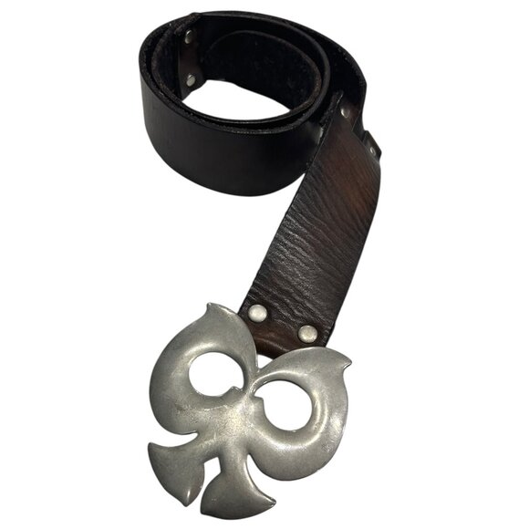 GAP Other - Vintage GAP Brown Leather Belt • Large Silver Statement Buckle • Studded Waist